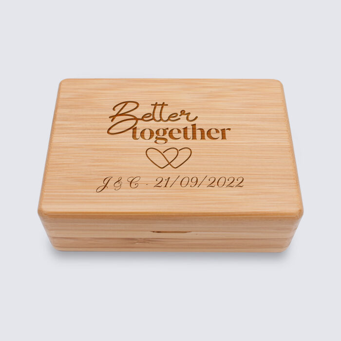 Boîte à bijoux Mariée personnalisée 12x8,5 cm bois gravé - Better together