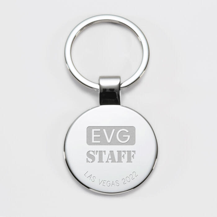 Porte-clés EVG personnalisé gravé acier rond 37 mm - EVG staff