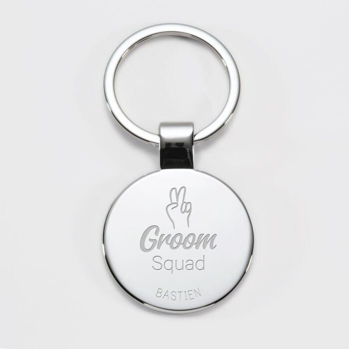 Porte-clés personnalisé gravé acier rond 37 mm - Témoin homme - Groom squad