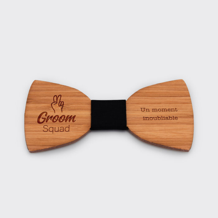 Nœud papillon personnalisé gravé bois classique - Témoin homme - Groom squad
