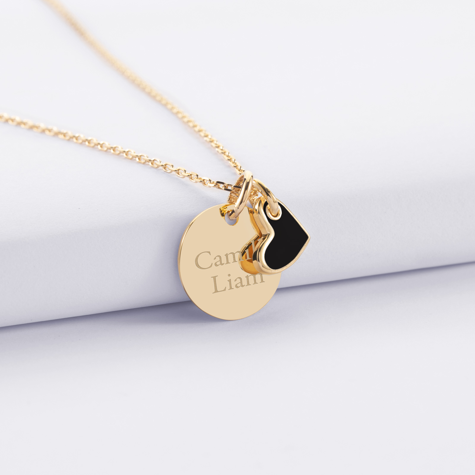 Personalised Bridesmaid Gold-Plated Engraved 15 mm Pendant with