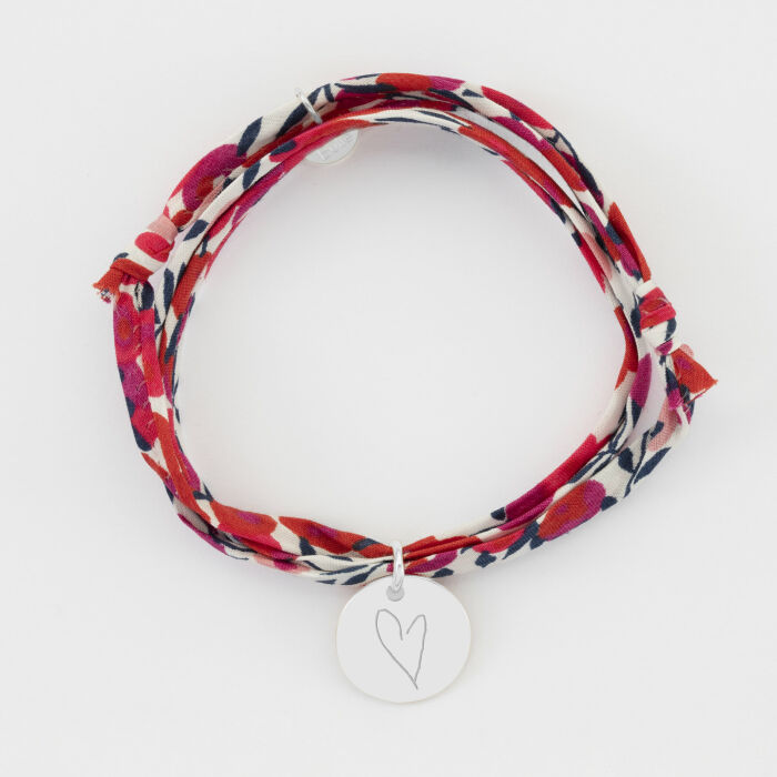 Bracelet Famille des mariés 3 tours Liberty personnalisé médaille gravée argent 15 mm - Dessin