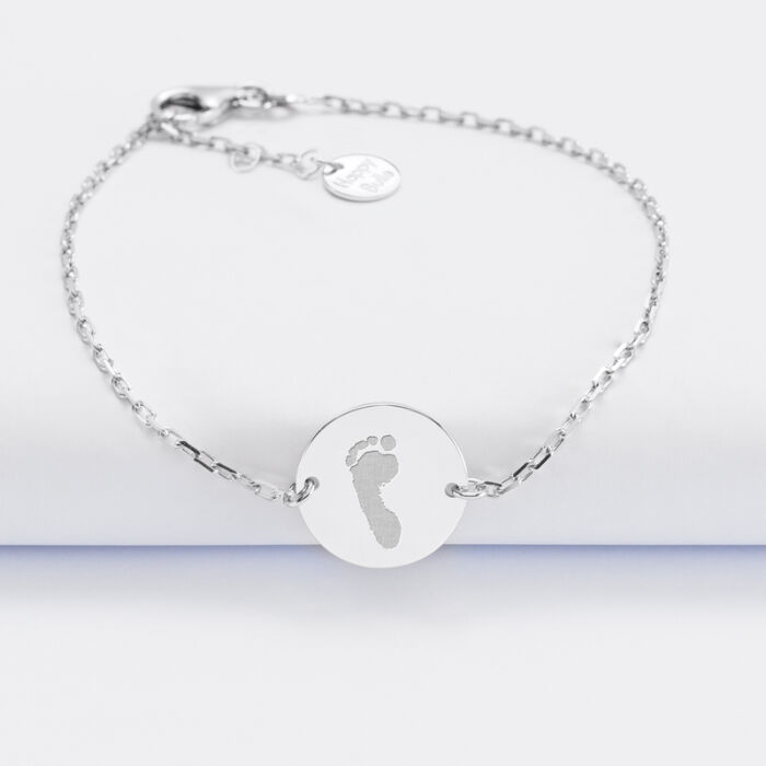 Personalised engraved 2-hole silver medallion children's chain bracelet 15 mm - imprint