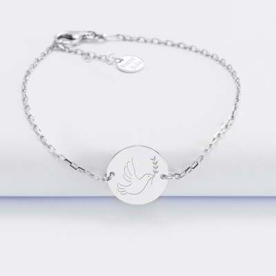 Personalised engraved silver children's baptism chain medallion 2-hole chain bracelet 15mm Personalised engraved silver children's baptism chain medallion 2-hole chain bracelet 15mm