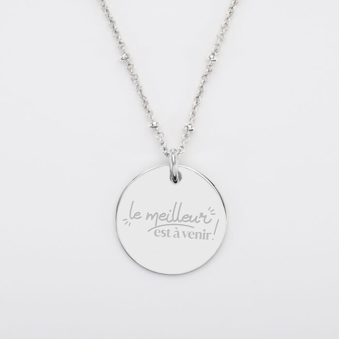 Pendentif personnalisé médaille gravée argent 19 mm - Mariée - Le meilleur est à venir