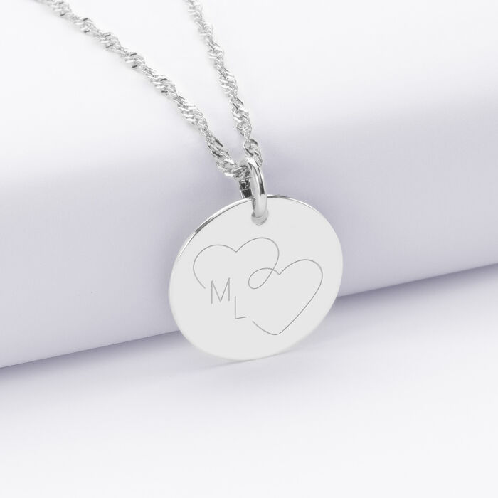 Pendentif personnalisé médaille gravée argent 19 mm - Edition spéciale mariage Cœur Infini - Gravure M&L