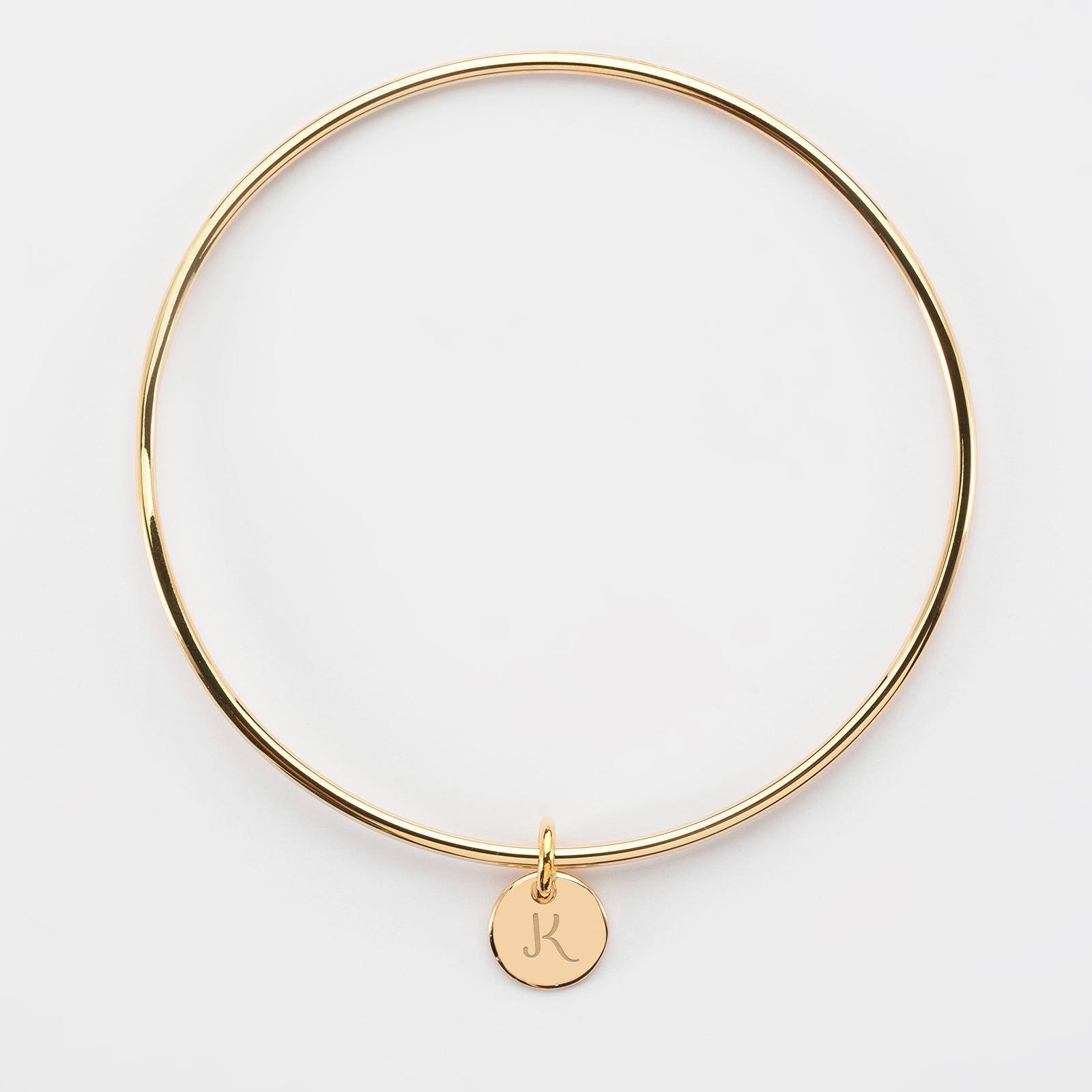 Bracelet jonc personnalisé médaille plaqué or 10 mm gravée | HappyBulle