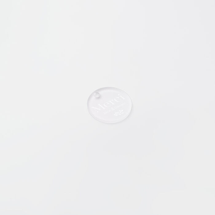 Etiquette cadeau personnalisée Merci prénoms mariés acrylique givré 35x35 - Bohème