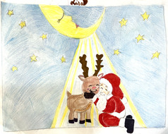 Le père Noël et son renne 